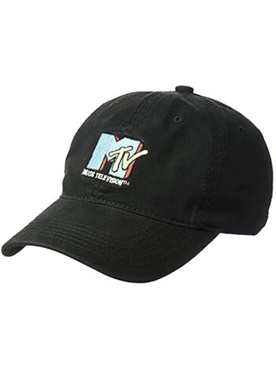 Vintage Embroidered Logo Baseball Cap, Adjustable Cotton Hat, Curved Brim, Black main image 4